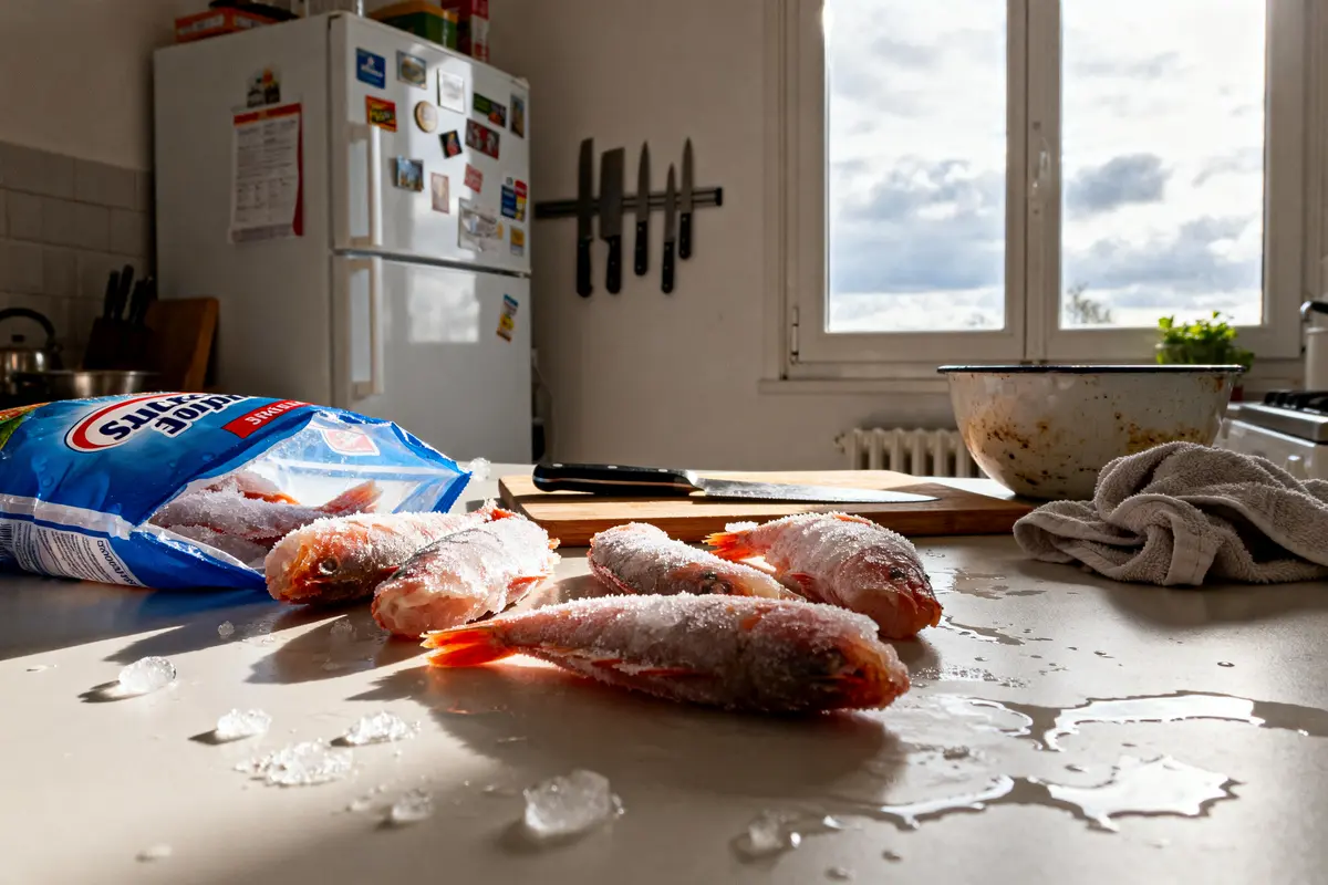 Poissons congelés sur table cuisine avec couteaux peut on congeler des knackis aussi