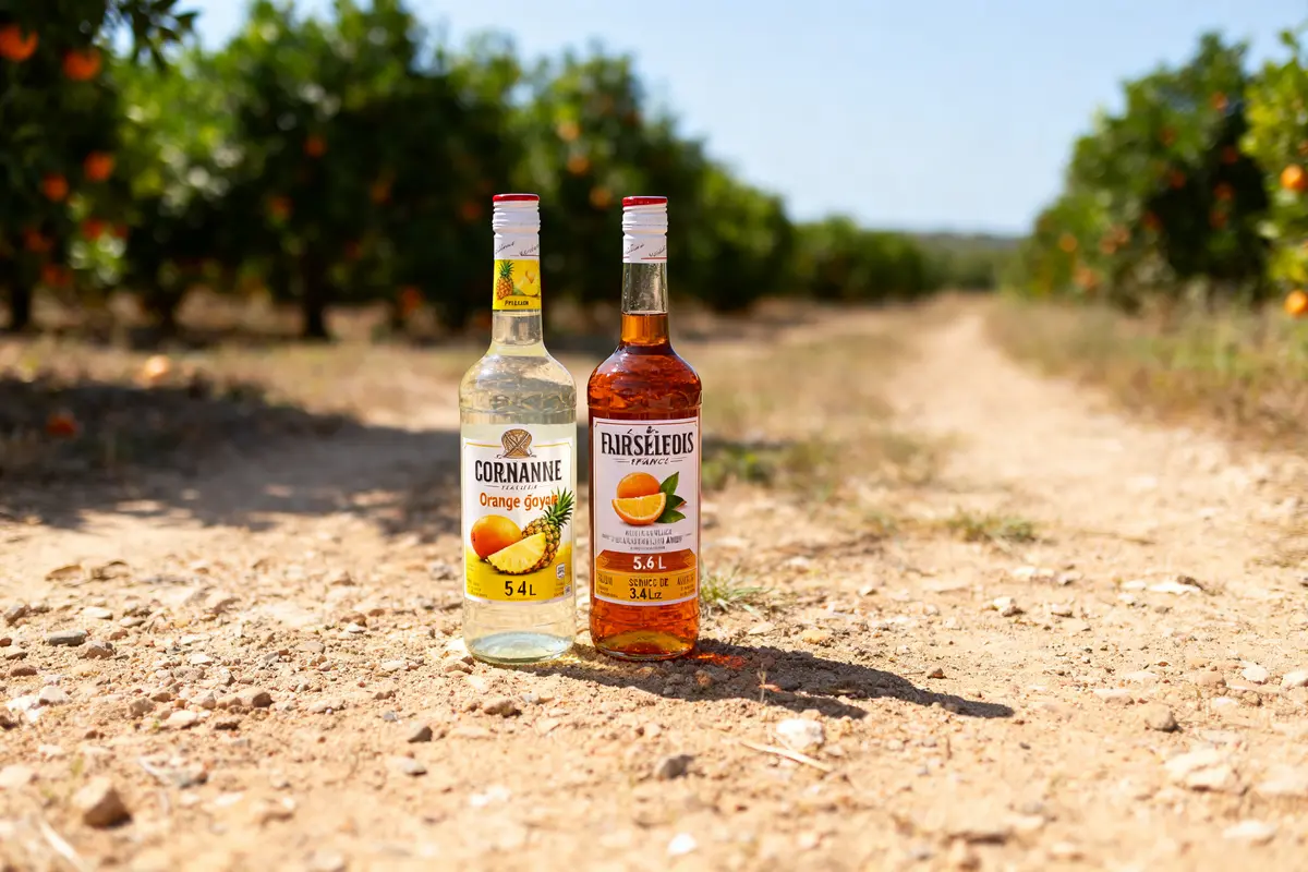 Deux bouteilles d'arômes d'agrumes idéales pour une recette de punch pour 50 personnes