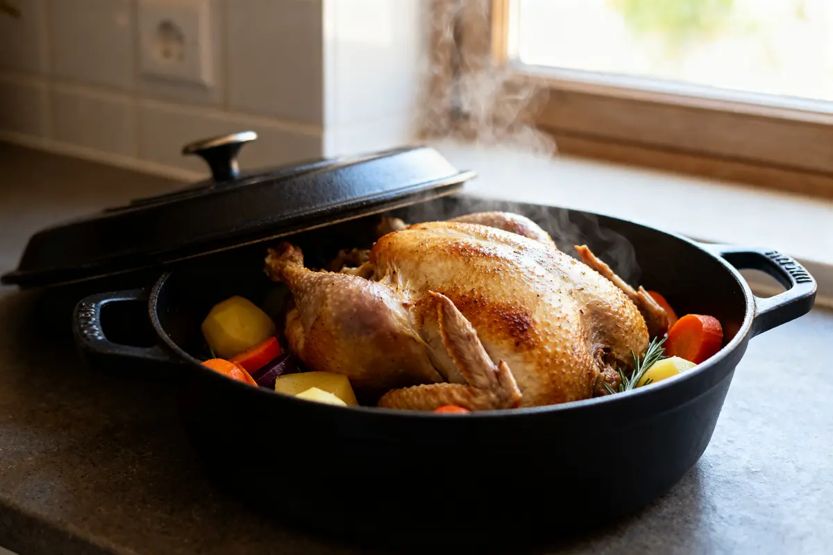 Temps de cuisson d’une pintade de 1,5 kg en cocotte : Guide moelleux